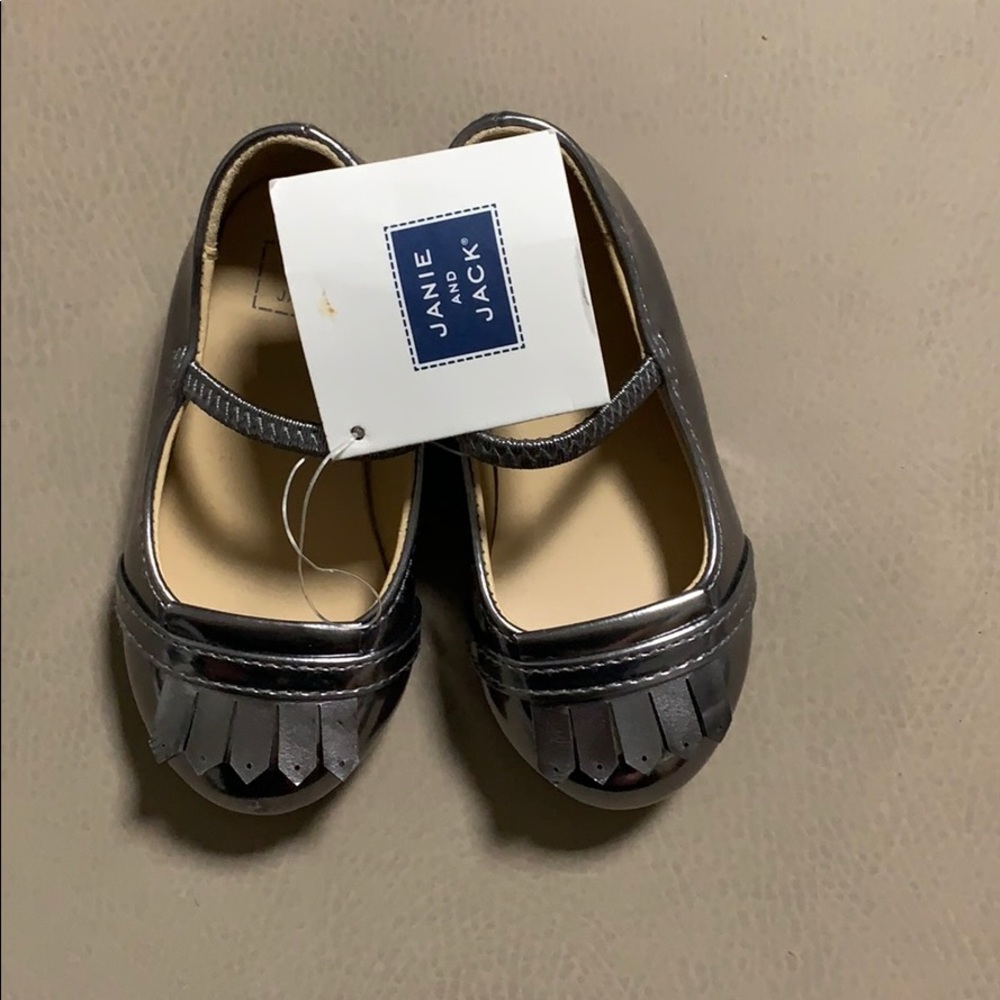 NWT Metallic Janie and Jack Mary Janes Fringe 4